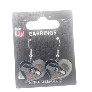 Seattle Seahawks Heart-Shaped Hypo-Allergenic Earrings With NFL Logo For Fans